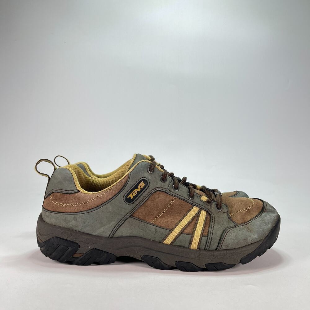 Teva Brown Gray Leather Suede Low Top Hiking Shoes Sneakers S/N 4053 Men US 10.5